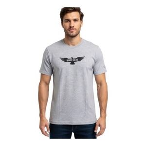 MADE HERE Soaring Eagle Heather Grey Cotton Graphic Short Sleeve Mens Tee New